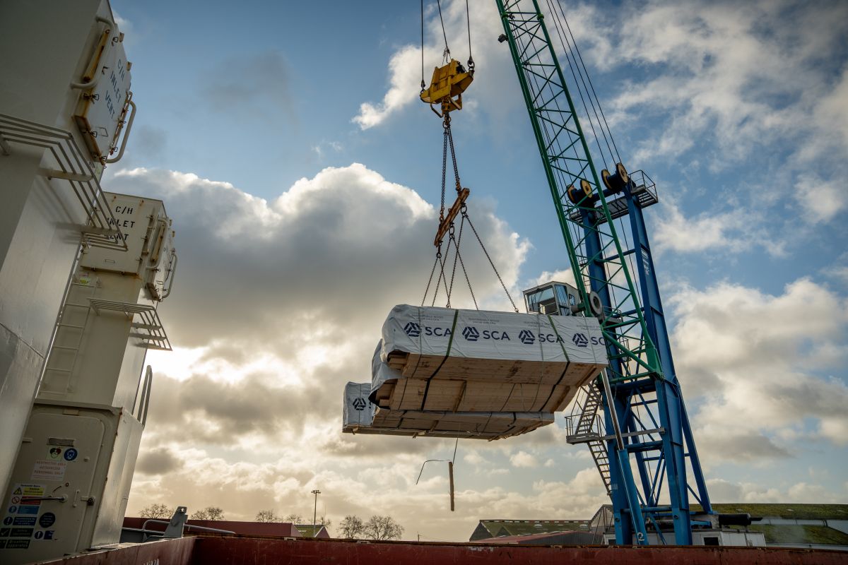 Rochefort : unloading wood from Sweden